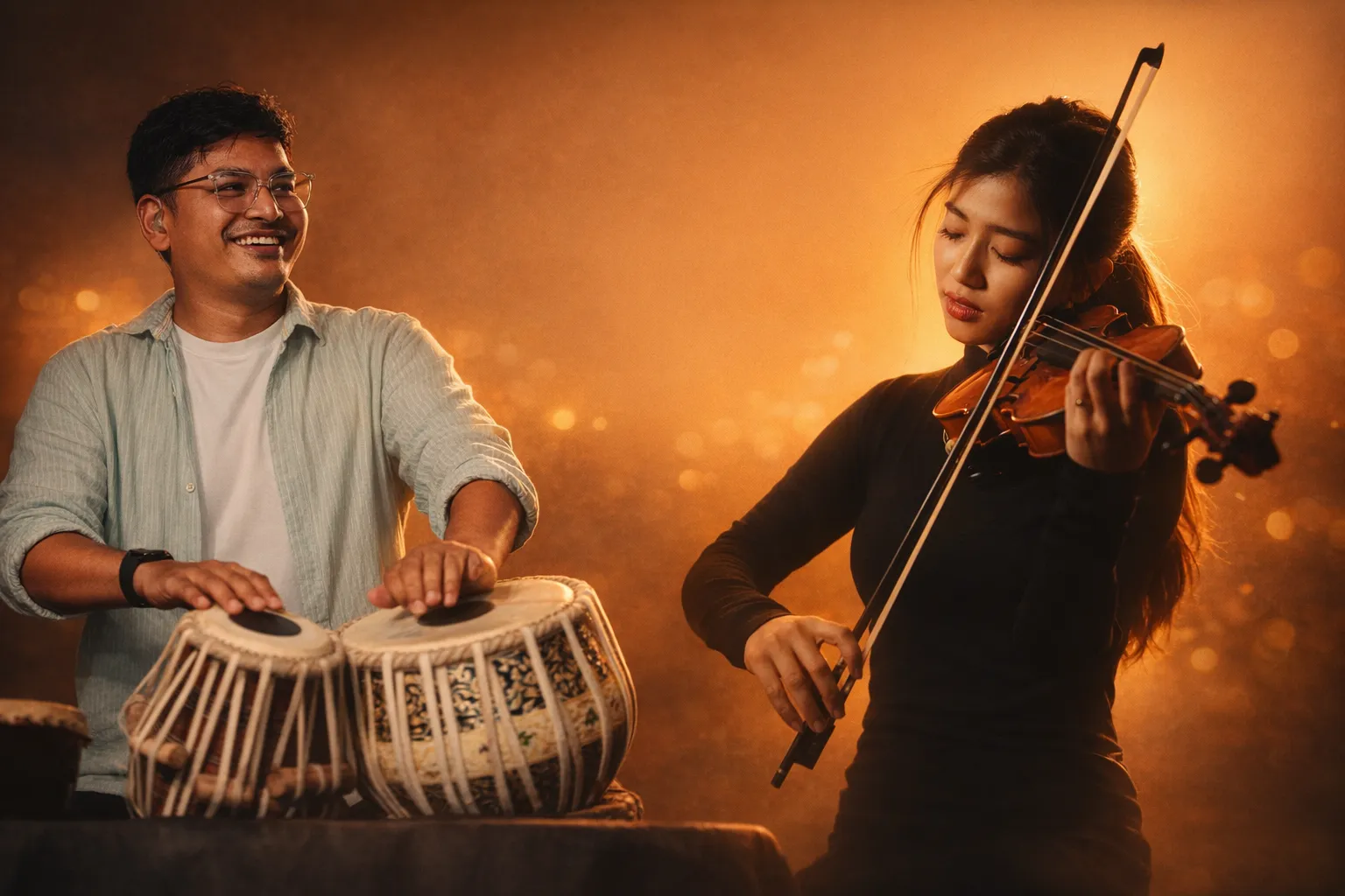 Phoebe and Jagannath performing together